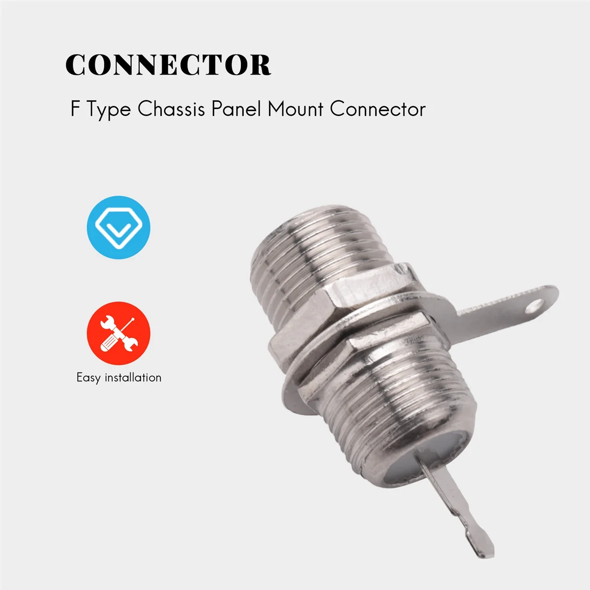 Y02A5 Pcs F Type Panel Mounted Socket Female Jack Solder Connector Adapter