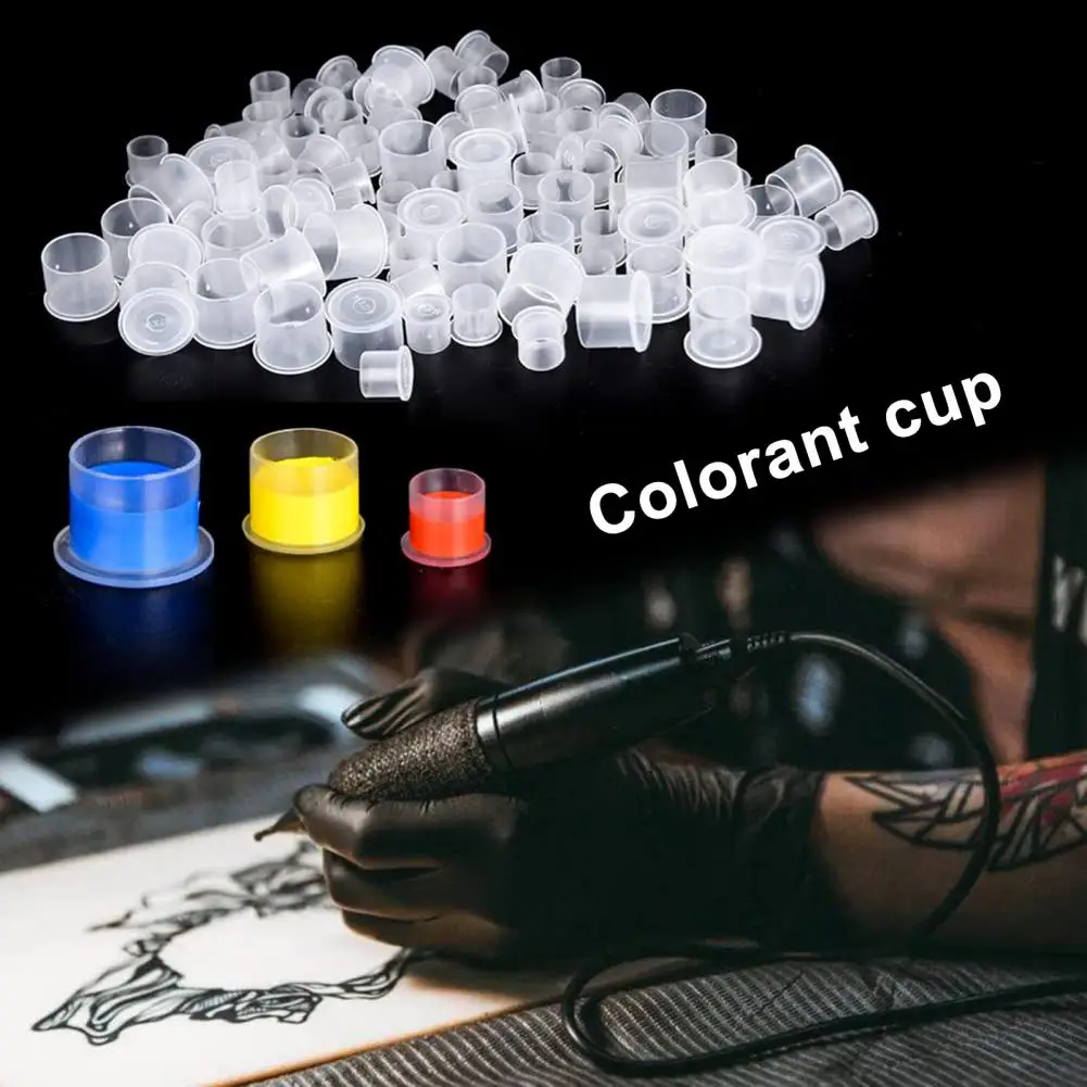Tazze per inchiostro per tatuaggi usa e getta da 500 pezzi Porta inchiostro per tatuaggi in plastica Piccola tazza per inchiostro per tatuaggi con base ad anello per studi di artisti delle unghie