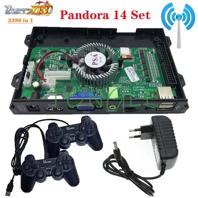 Аркадная многоигровая плата, беспроводная, с 3D Wi-Fi, Pandora 14 Saga Box 3390 в 1, HD-видео, функция сохранения 3P, 4P, ретро-игры