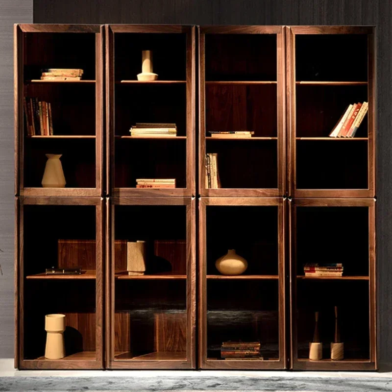 Cabinet Black Walnut Wooden Living Room Solid Wood Lockers