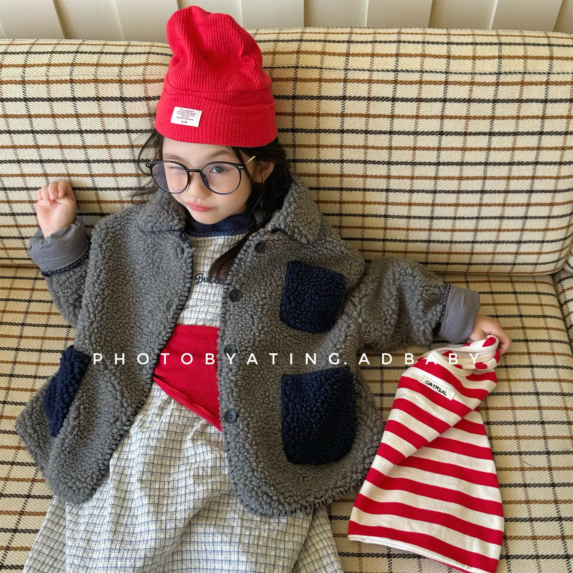 الخريف الشتاء طفل الفتيات سترات القطن رفض طوق الرضع الفتيات الصوف ملابس خارجية معطف خليط طفل أطفال بنات جاكيتات