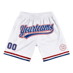 Shorts de basquete masculino personalizado, branco, azul, vermelho, autêntico, impresso em 3D, nome, mumber, secagem rápida praia shorts