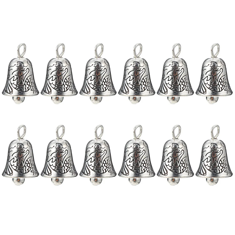

50Pcs Alloy Bells Mini Bells DIY Bell Decor Carved Bell Decorations for Christmas Tree Door Garden Festival Atmosphere
