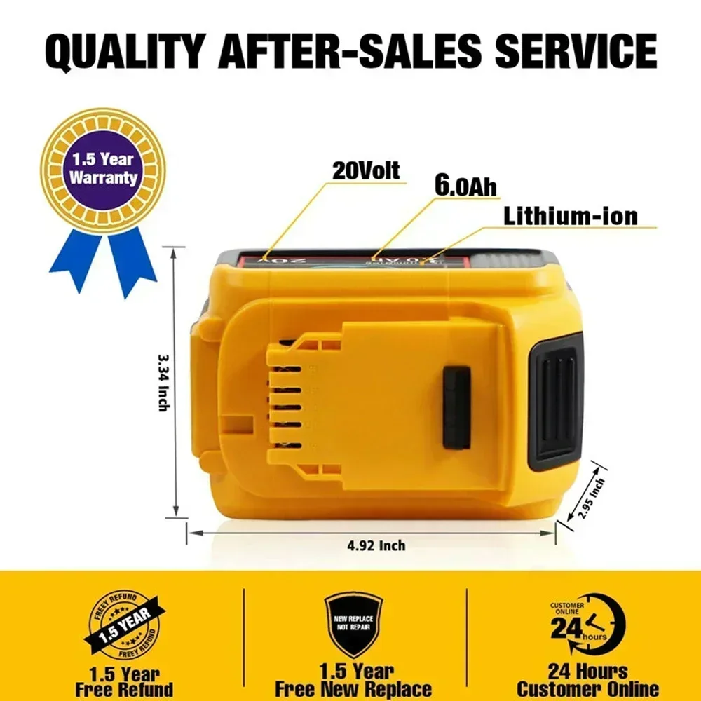 For Dewalt power tools 18V 8Ah rechargeable battery, power tool lithium battery 20V 18V 5Ah 6Ah DCB180, DCB181, DCB182