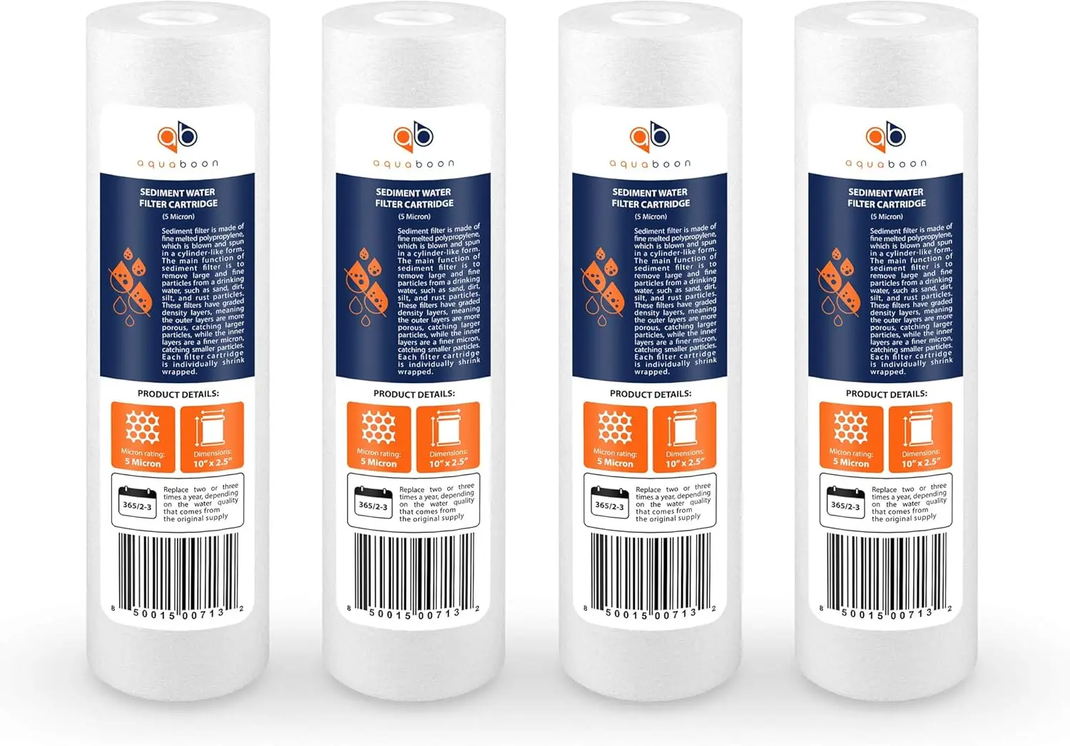 

5 Micron 10x2.5 Sediment Filter - Whole House Water Replacement, 4 Pack