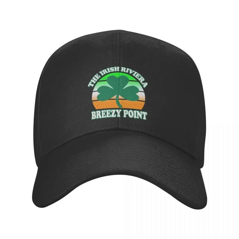 Breezy Point The Irish Riviera New York Beach Funny Shamrock Retro Baseball Cap Bobble Hat Sunhat Caps For Men Women's