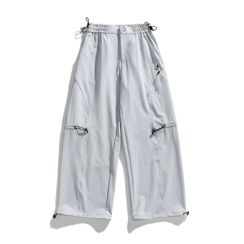 

Trendy Skateboarding Sports Pants Spring Windproof Dry Breathable Running Sports Pants Work Pants Men Wide-leg Solid Color Pant