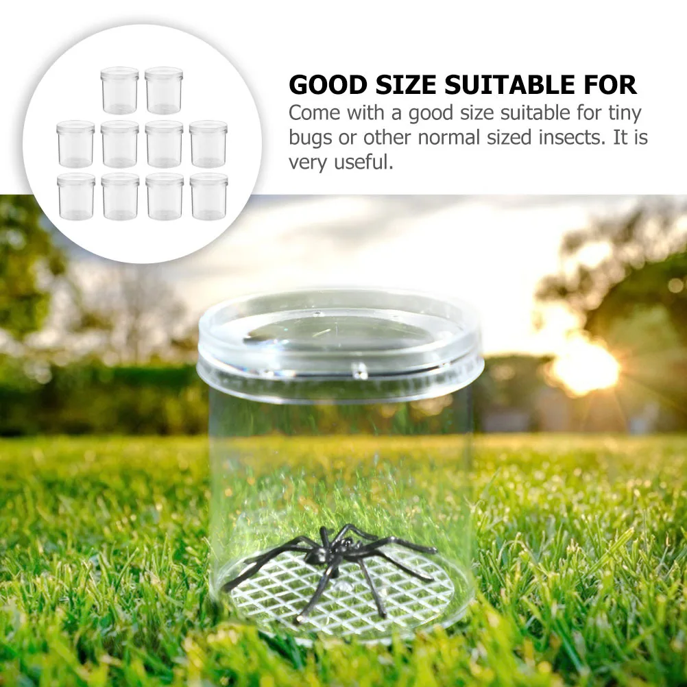 

10pcs Insect Observation Cup Portable Critter Box With Magnifying Lid Transparent Viewer For Science Learning Durable Plastic