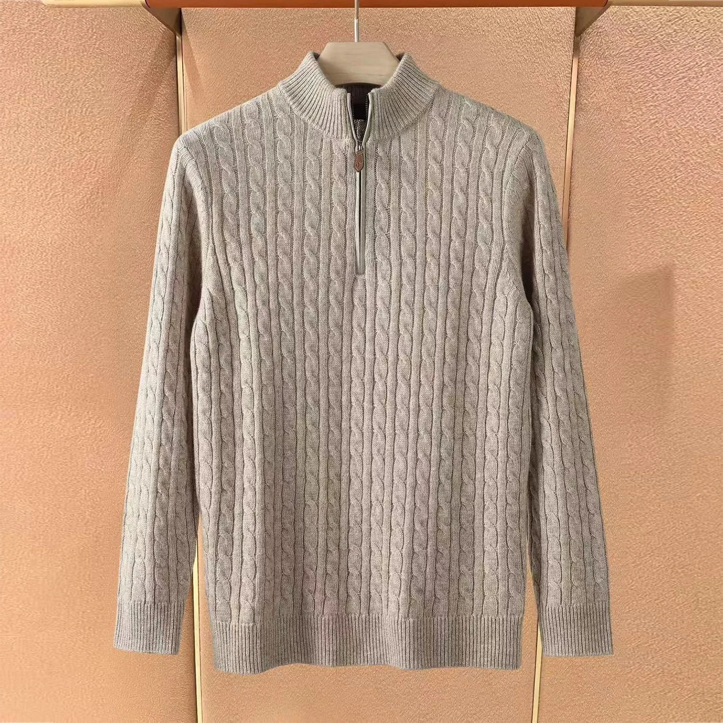 

Pure Wool Knitwear Men's Long Sve Zipper Collar Sweater Autumn Winter New Sle Loose Fit Commute Easy Wear Classic Color