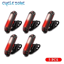 5pcs LED Bike Tail Light Set USB Rechargeable Helmet Bike Rear Lights Easy for Install Safety MTB Bike Cycling Lamp