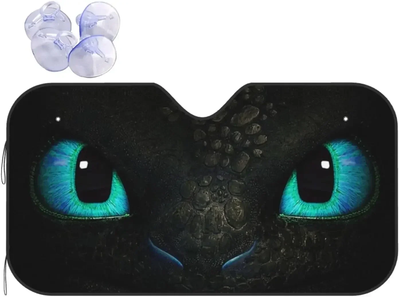 Dragon Blue Eyes Pattern Car Sun Shade Front Window Sunshade for Most Sedans SUV Blocks Max Uv Rays Keep Your Vehicle Cool