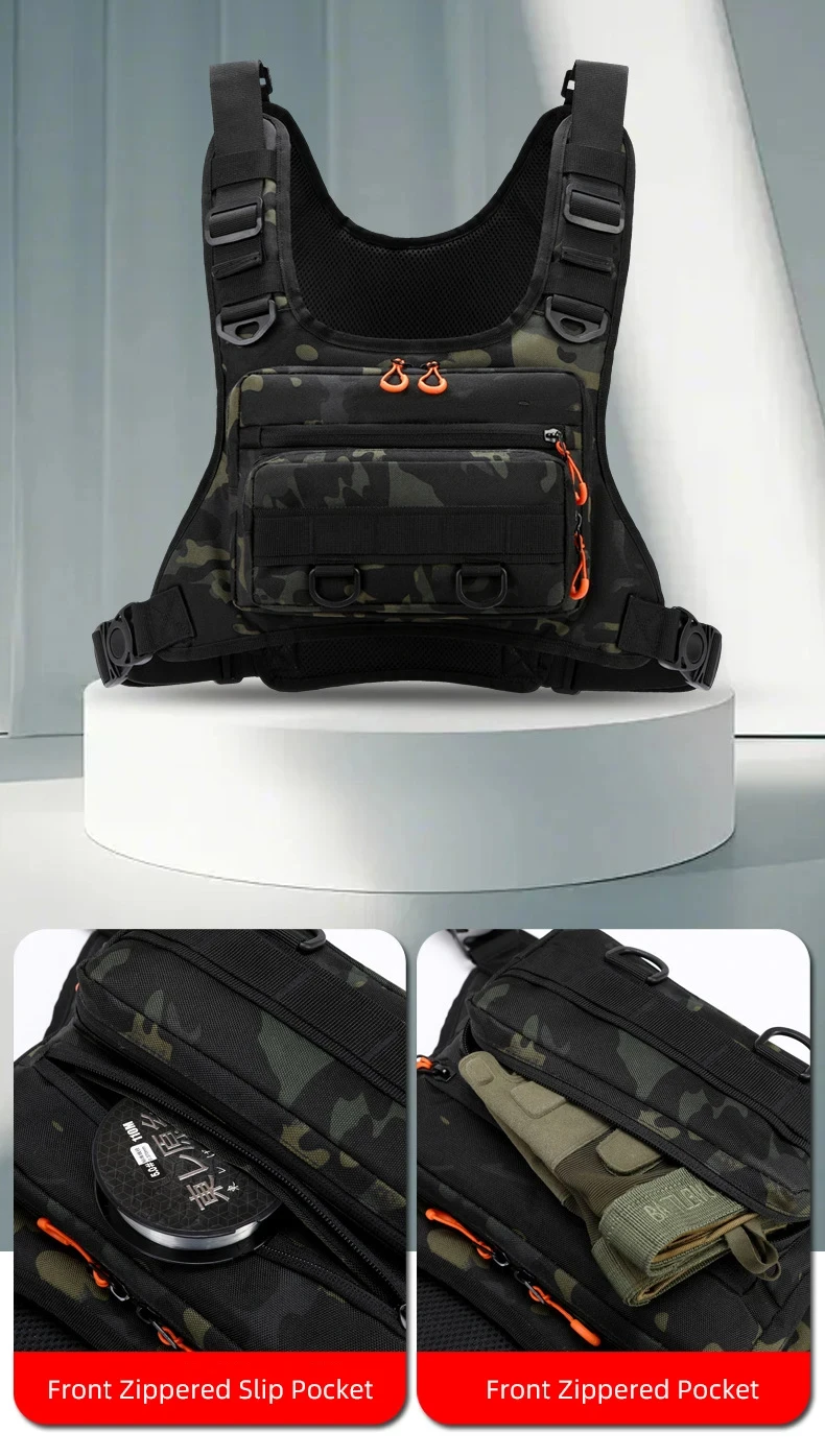 Outdoor-Sportweste mit Rucksackfunktion, taktische Brust- und Hüfttasche, Umhängetasche für Camping, Laufen, Radfahren, Motorradfahren und Workouts – Detail 8