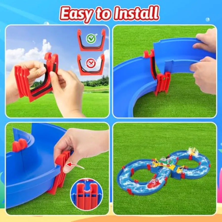ของเล่นโต๊ะน้ำสำหรับเด็กเล็ก 50 ชิ้น ชุดของเล่นรางน้ำ DIY สำหรับเล่นในฤดูร้อน ชายหาด สวนหลังบ้าน สระว่ายน้ำ กลางแจ้ง สำหรับเด็กอายุ 48 เดือนขึ้นไป ทั้งเด็กชายและเด็กหญิง