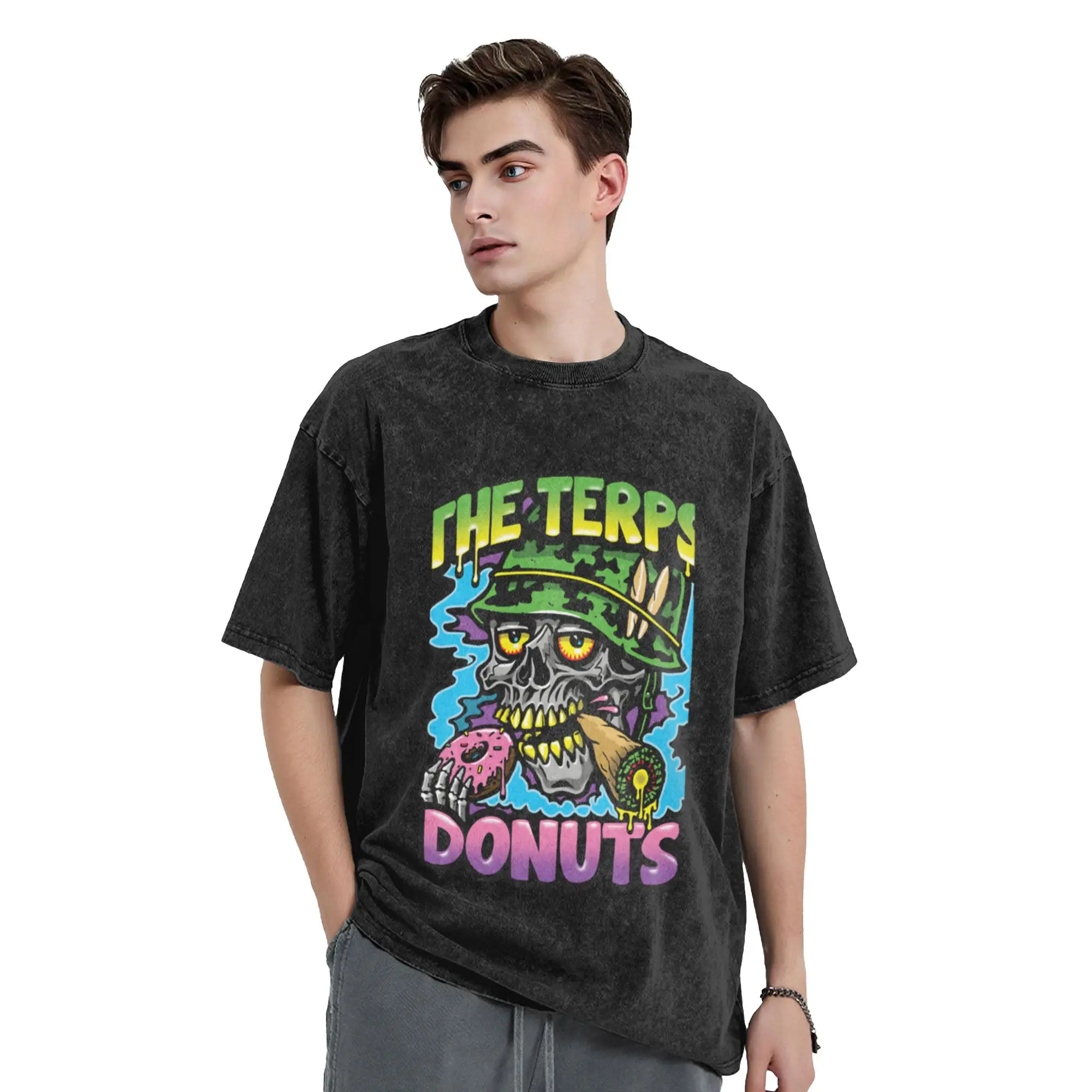 Terps Army Donuts Unique Cool A T-Shirt Oversized Short Sleeve Men's Women's Cotton Tees Tops