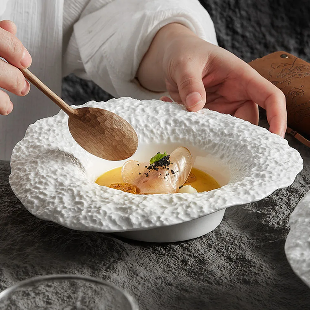 

Ceramic Pasta Plate Deep Western Dinner Dish Smooth Polished Salad Snacks Desserts Home Restaurant Bar Ktv