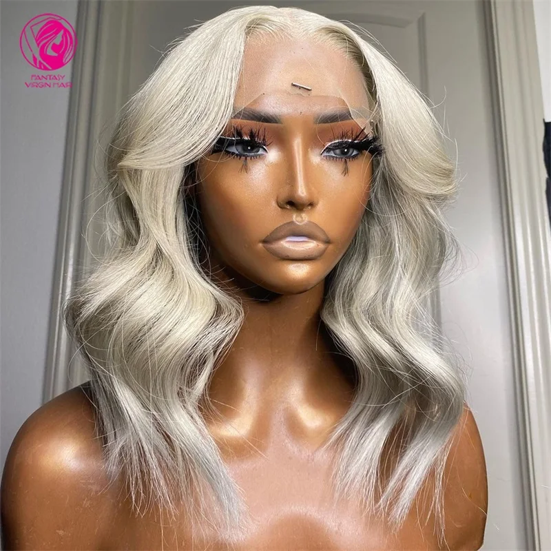 

Ash Blonde Lace Front Human Hair Wigs White Highlights 13x4/13x6 Wavy Remy Hair Glueless 150% 180% Frontal Wig For Women