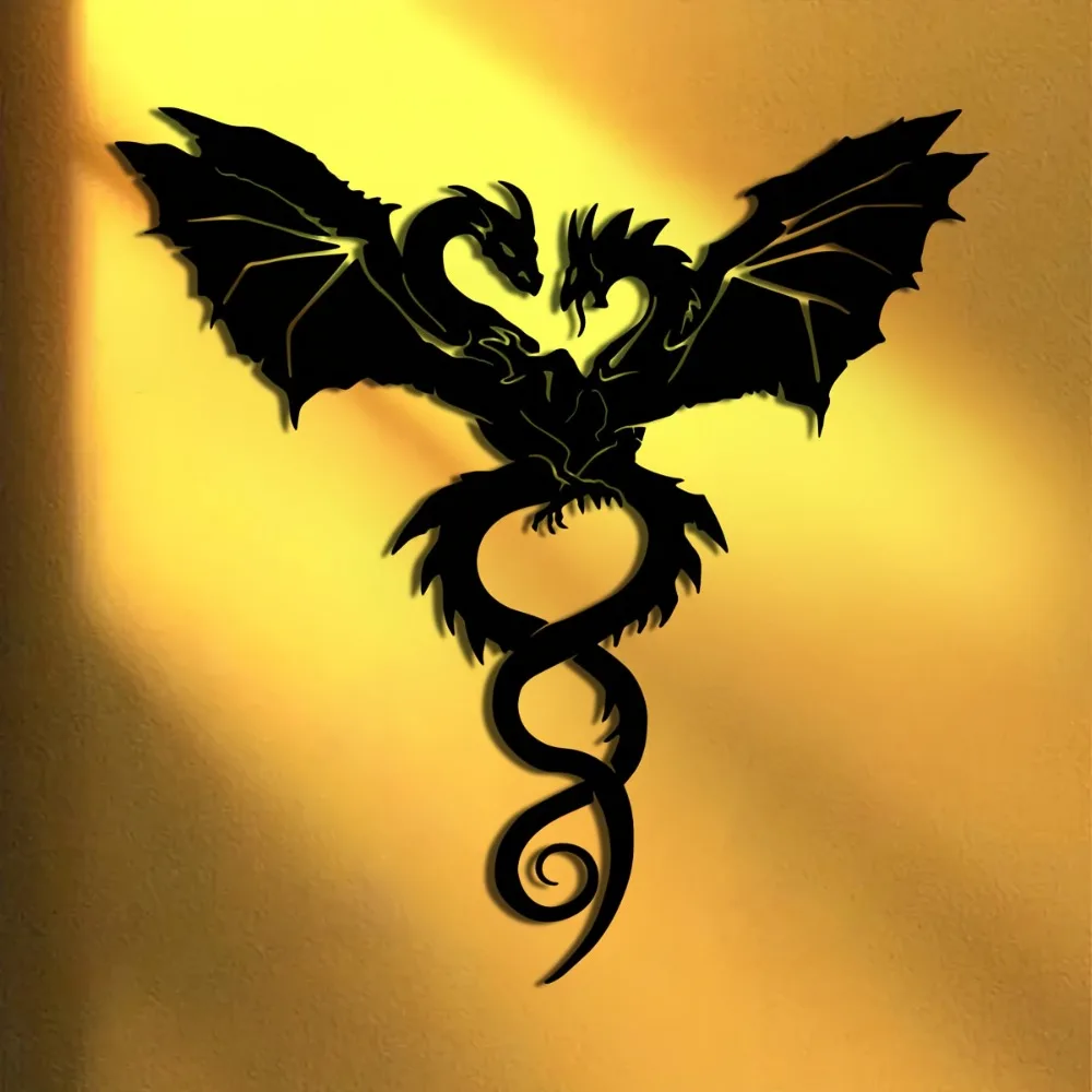 CIFBUY Iron Wall Art Dragon Metal Sculpture Rustproof Hanging Plaque Patio Home Decor Ornament Accent