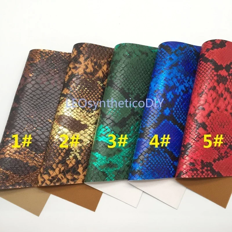 1PC 21X29CM Metallic Snake Faux Leather Fabric, Synthetic Leather Sheets, PU Leather For Making Bows LEOsyntheticoDIY R2033A