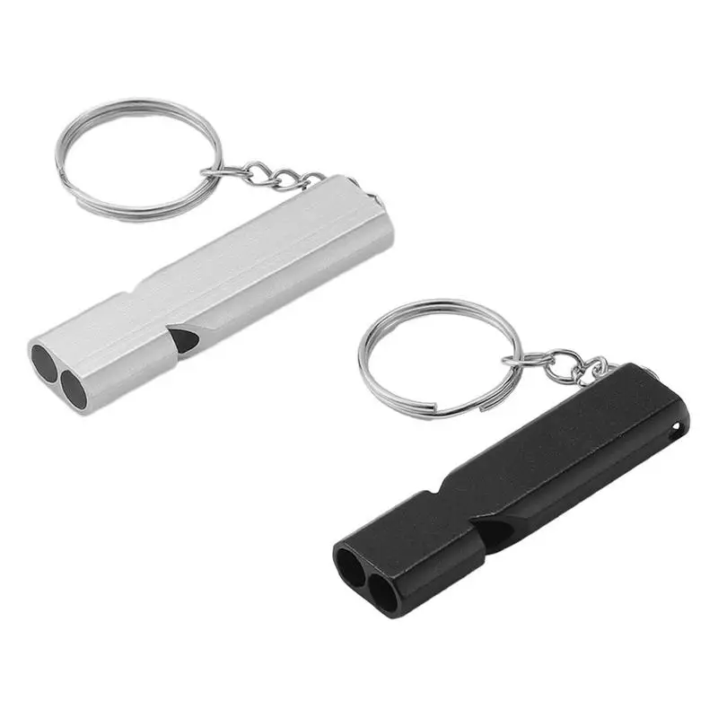 Outdoor Safety Emergency Whistle Outdoor Camping Double Tube High Frequency Survival Whistle Self-defense Tools Self-help