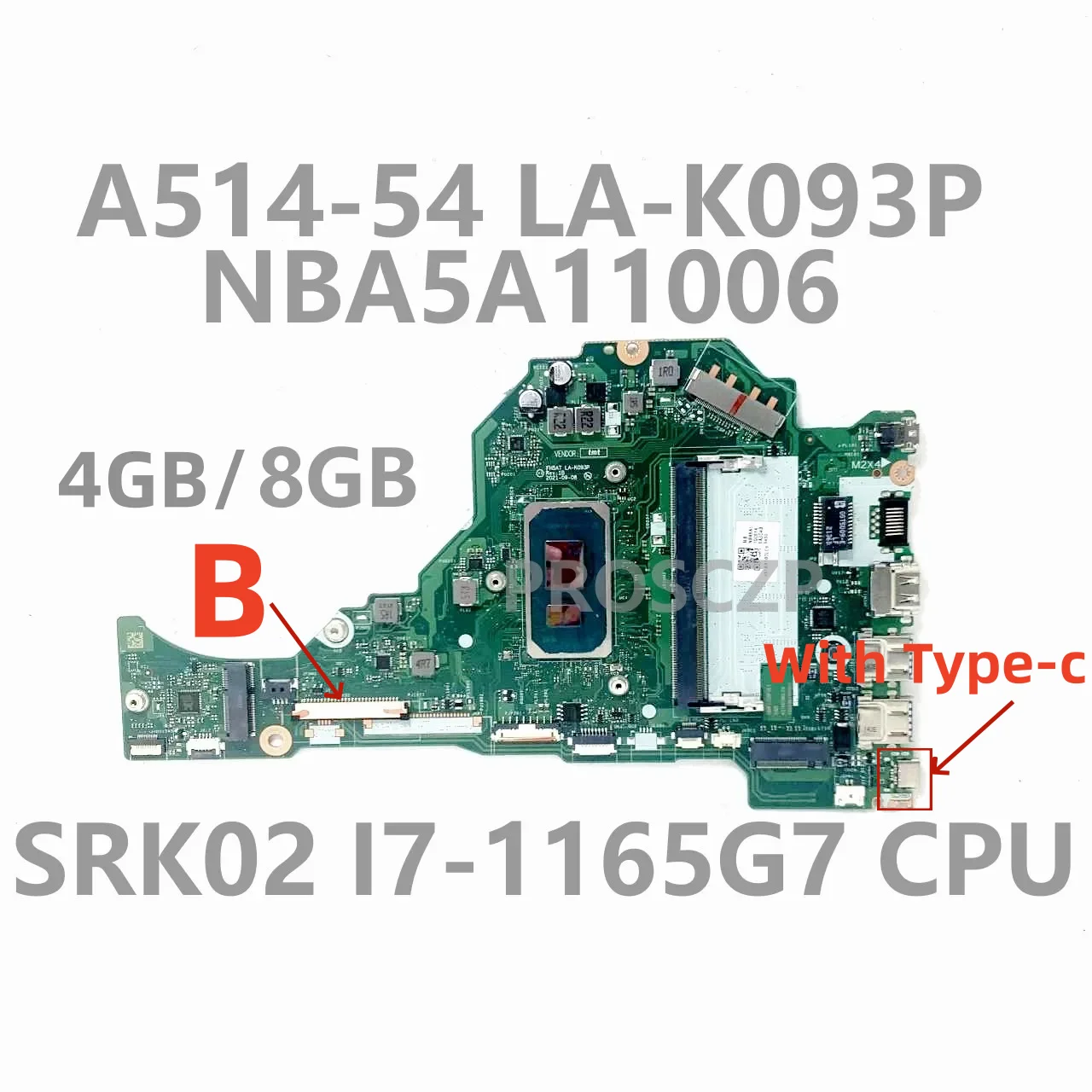 LA-K093P Mainboard For Acer Aspire A514-54 A515-56 A315-58 Laptop Motherboard With I3 I5 I7-11TH CPU 4GB/8G RAM 100% Tested Full