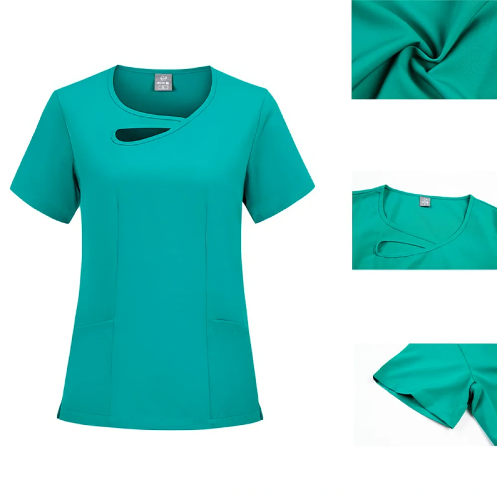 For For HZMNOI Comfortable Unisex Scrub Set Short Sleeve Medical Uniform Elastic Fabric Professional Dental Hospital Lab Wear