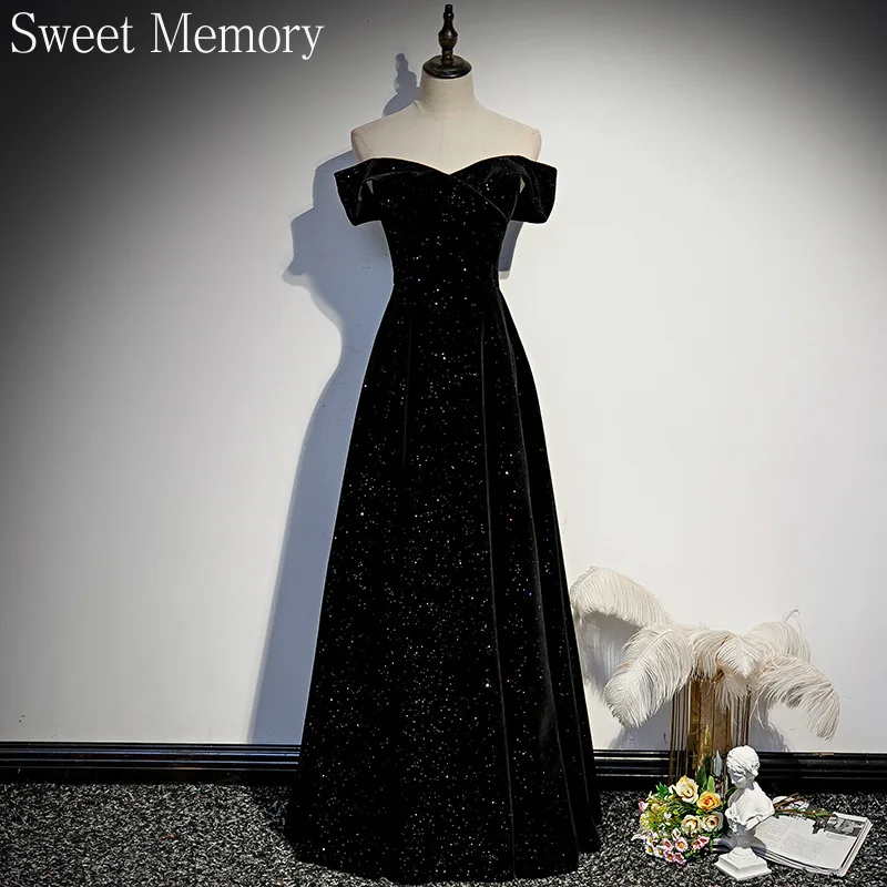 

F2128 Черное вечернее платье по индивидуальному заказу, 2025 г., специальное платье Sweet Memory, элегантное вечернее платье длиной до пола с открытыми плечами