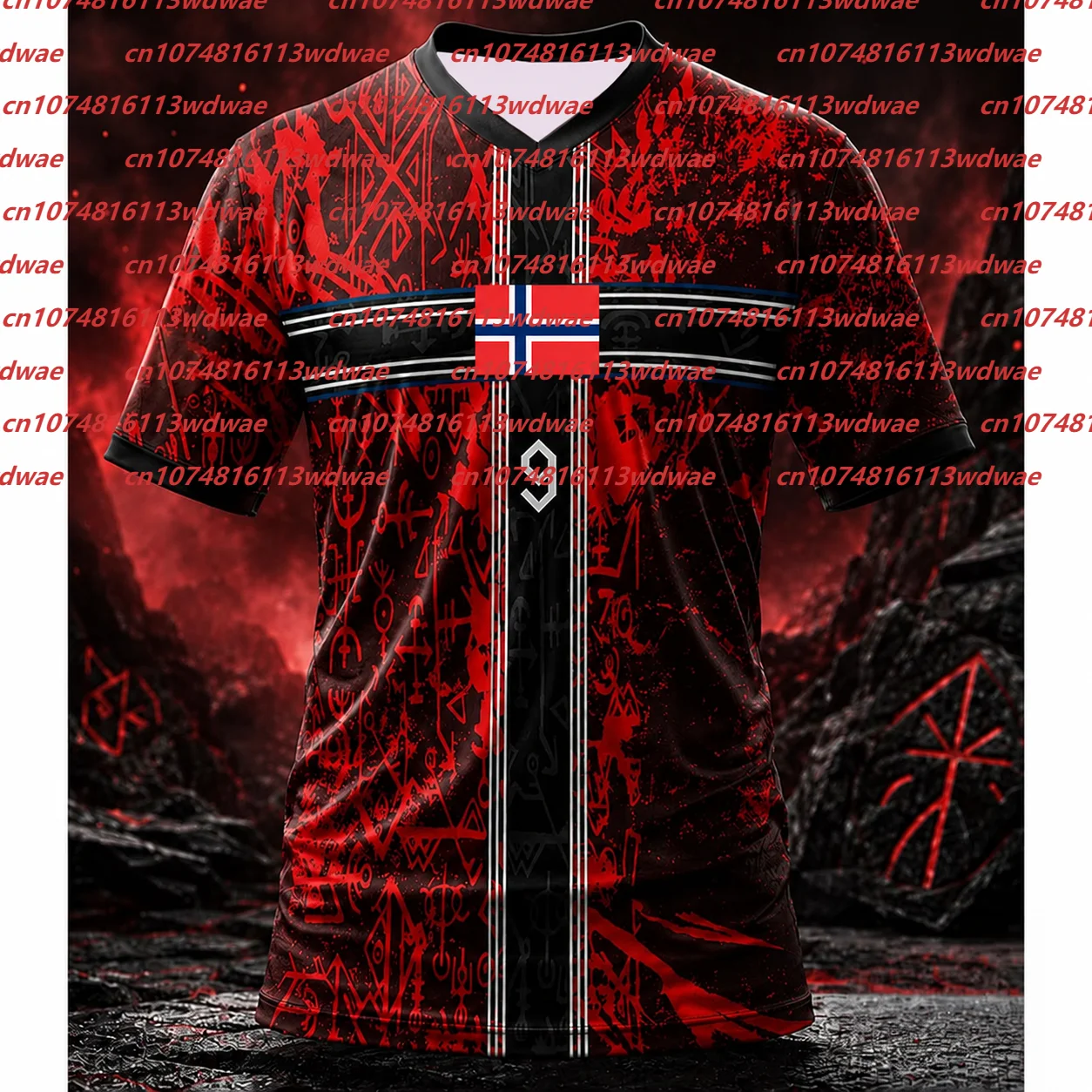 Norwegen-Stil Fußballtrikot Schnelltrocknend Haaland 9 Trikot Outdoor-Fußballtrikot Trainingsanzug Sonderedition Kinder-T-Shirt