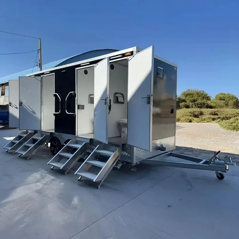 Portable ADA Restroom with Shower, Luxury Toilet Trailer Heating Ventilation, for Construction Festivals Camping