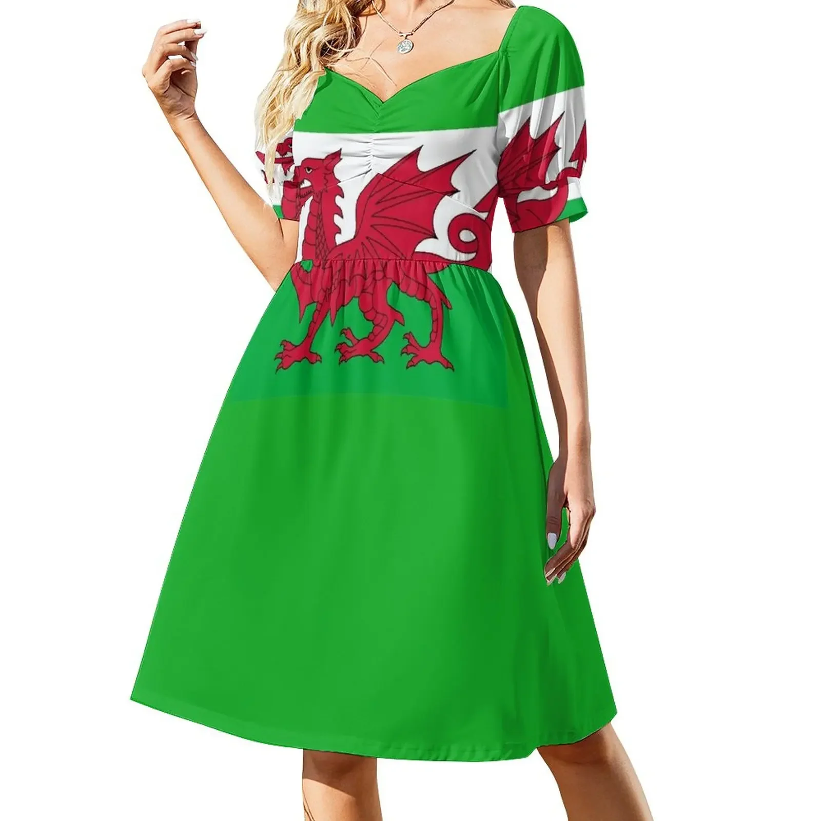 Bandeira nacional do país de gales-fã galês adesivo camiseta colcha vestido de manga curta vestido de baile 2025 vestido longo feminino