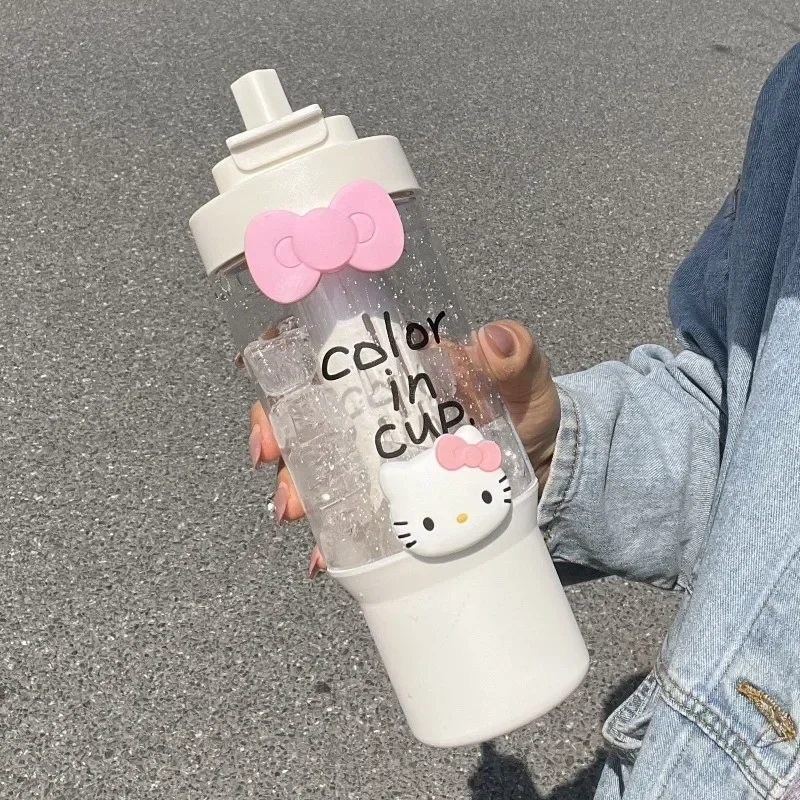 Süße Hallo Kitty Anhänger Anime Kawaii Sanrio Speicher Wasser Tasse niedlichen Cartoon große Kapazität tragbare Flasche Tasse Geschenke Spielzeug