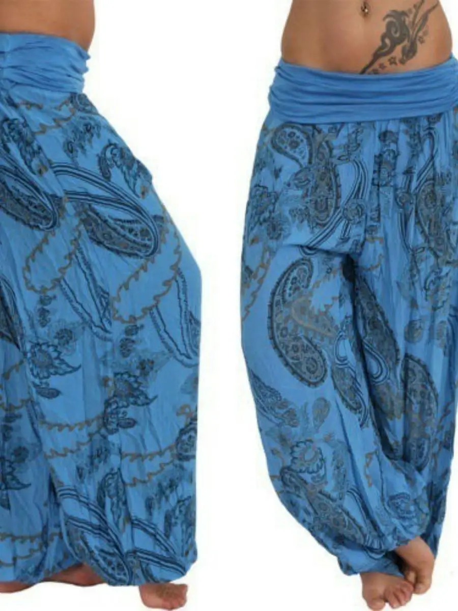 유럽과 미국의 디지털 인쇄 넓은 다리 바지 여성용 캐주얼 바지 긴 바지 편안한 여름 패션