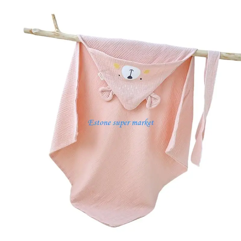 090B Miękki bawełniany kocyk do otulania noworodka Uniwersalny ręcznik do owijania dziecka Okrycie na prezent