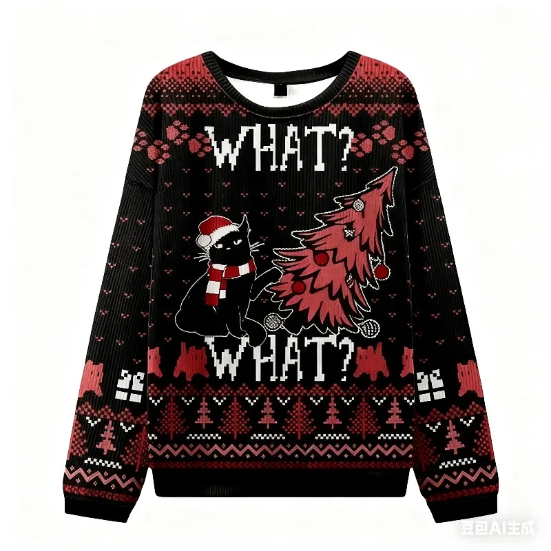 

Рождественский уродливый свитшот с черным котом, рождественский свитшот с милым котом, праздничная толстовка с капюшоном, домашняя одежда для любителей кошек, толстовка с капюшоном