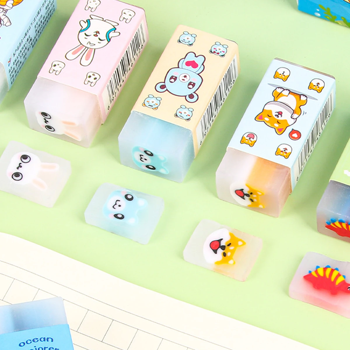 만화 지우개 창의적인 커팅 지우개, 학생 문구 그림 용품, 샌드위치 패턴 지우개, 사사프라스 무작위 배송