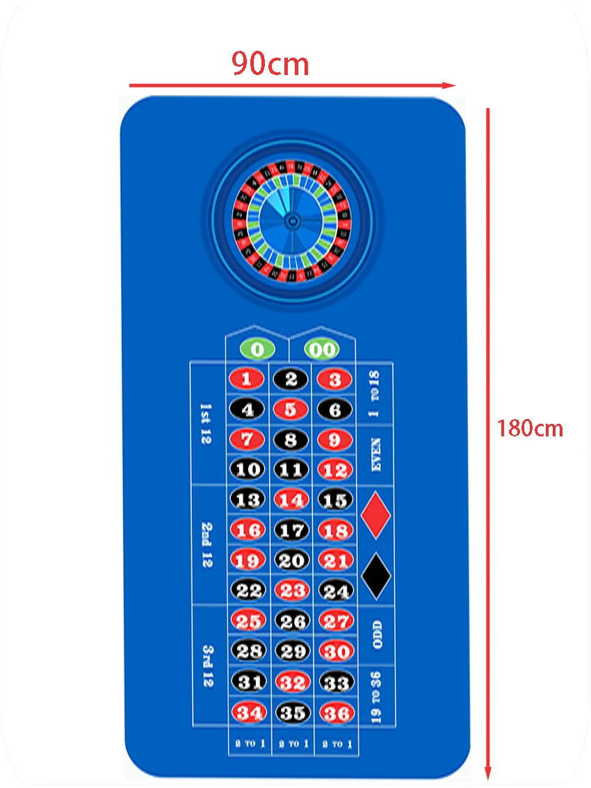 90cm x 180cm x0. 2cm Roulette Table Top Casino Mat Board Cloth