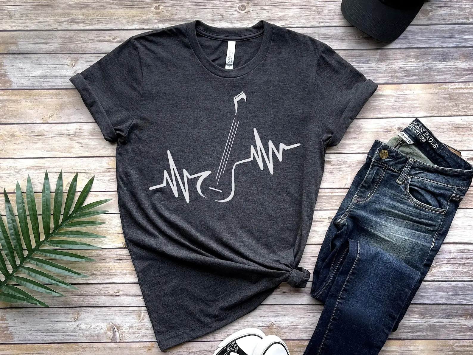 Guitar Heartbeat Shirt Music T Lover Rock and Roll T-Shirt Gift