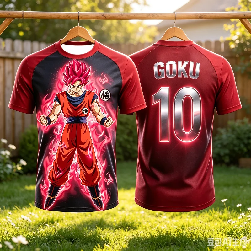 2026 New Summer Dragon Ball Trunks 3D Print Jersey Men Breathable Quick Dry Outdoor Sports Anime Streetwear Causal Short Sleeve