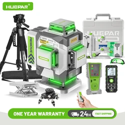 Huepar Professional 4D Cross Line Laser Level ±2mm High Accuracy Self Leveling Green Laser Tool Set With 8000mAh Li-ion Battery