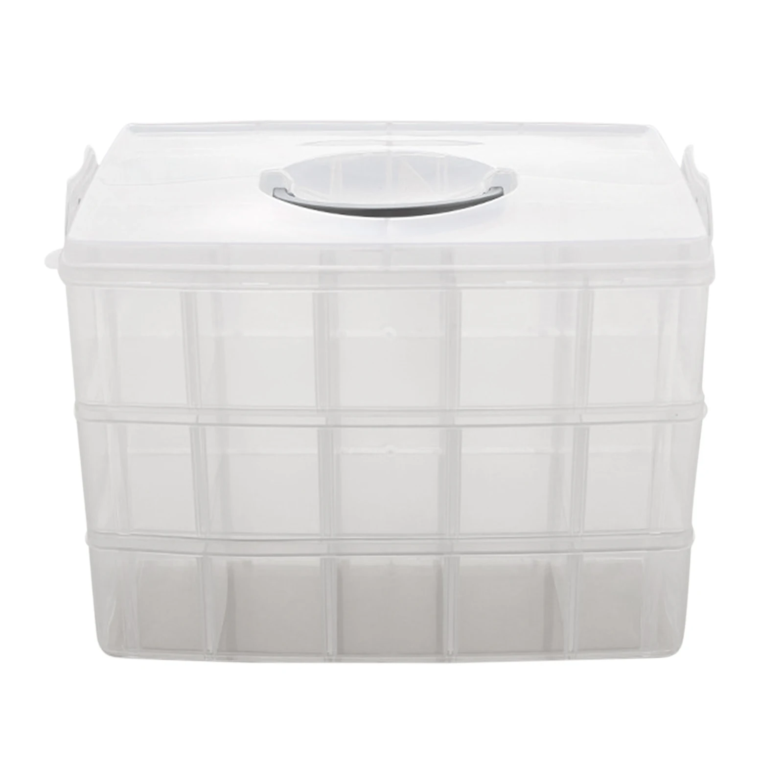 3 Tier Jewellery Container Box Detachable 30 Grids Large Capacity Storage Case Dust-proof Stackable for Home Storage