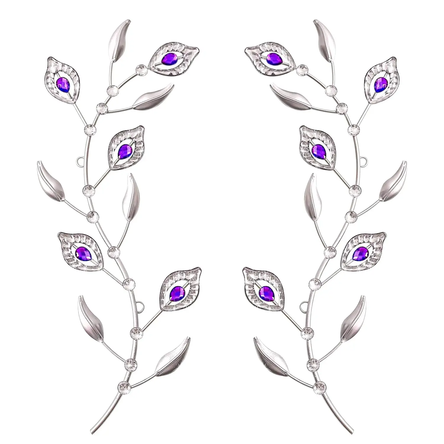 2 Set Metal Tree Leaf Wall Art for Home Decor Living Room Bedroom Dining Room Bling Rhinestone, 3D, Iron Branch, Customized