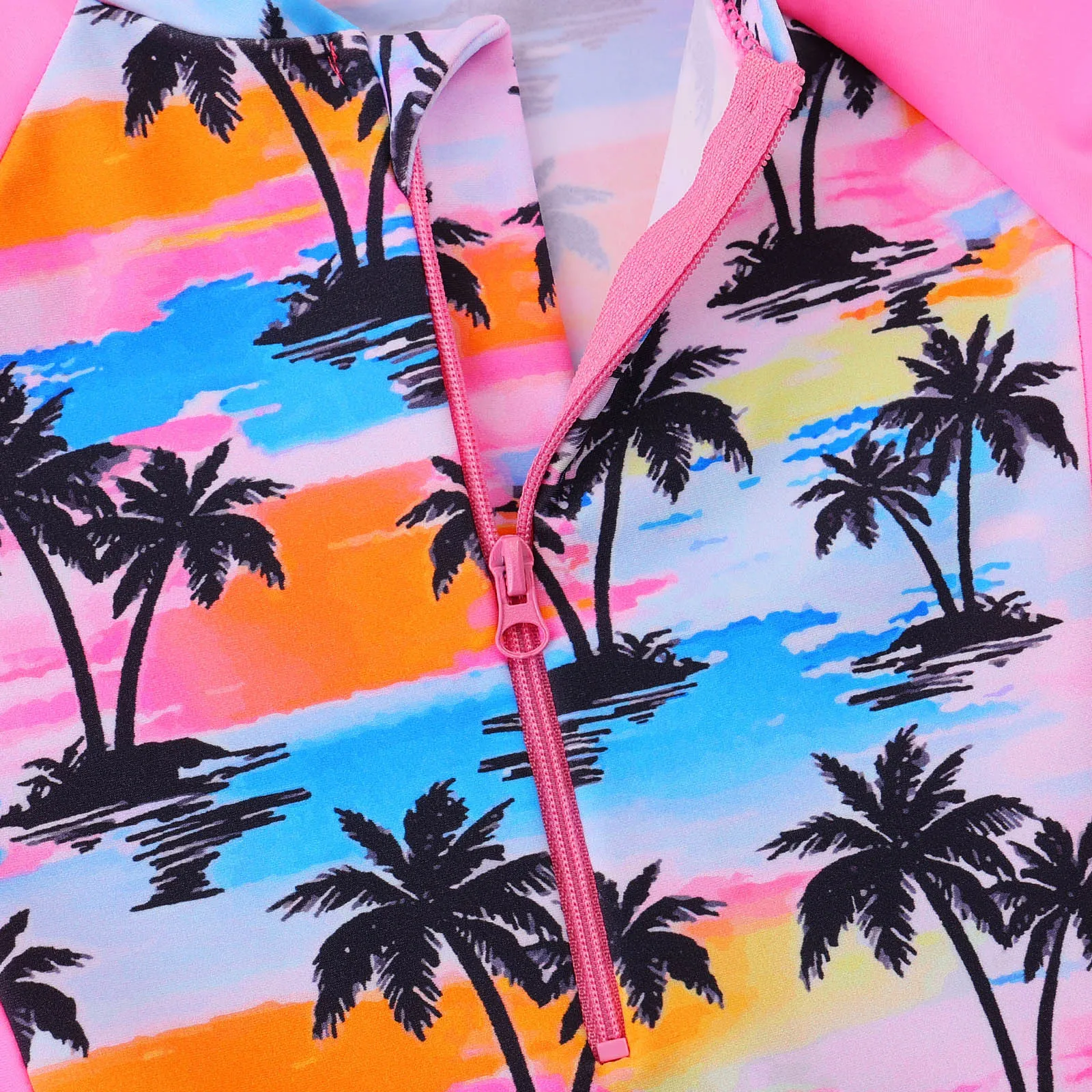 BAOHULU Girls Swimsuit One Piece Cute Print Swimwear with Hairband Long Sleeve Swimming Wear UPF 50+ Sun Protective Surfing Suit