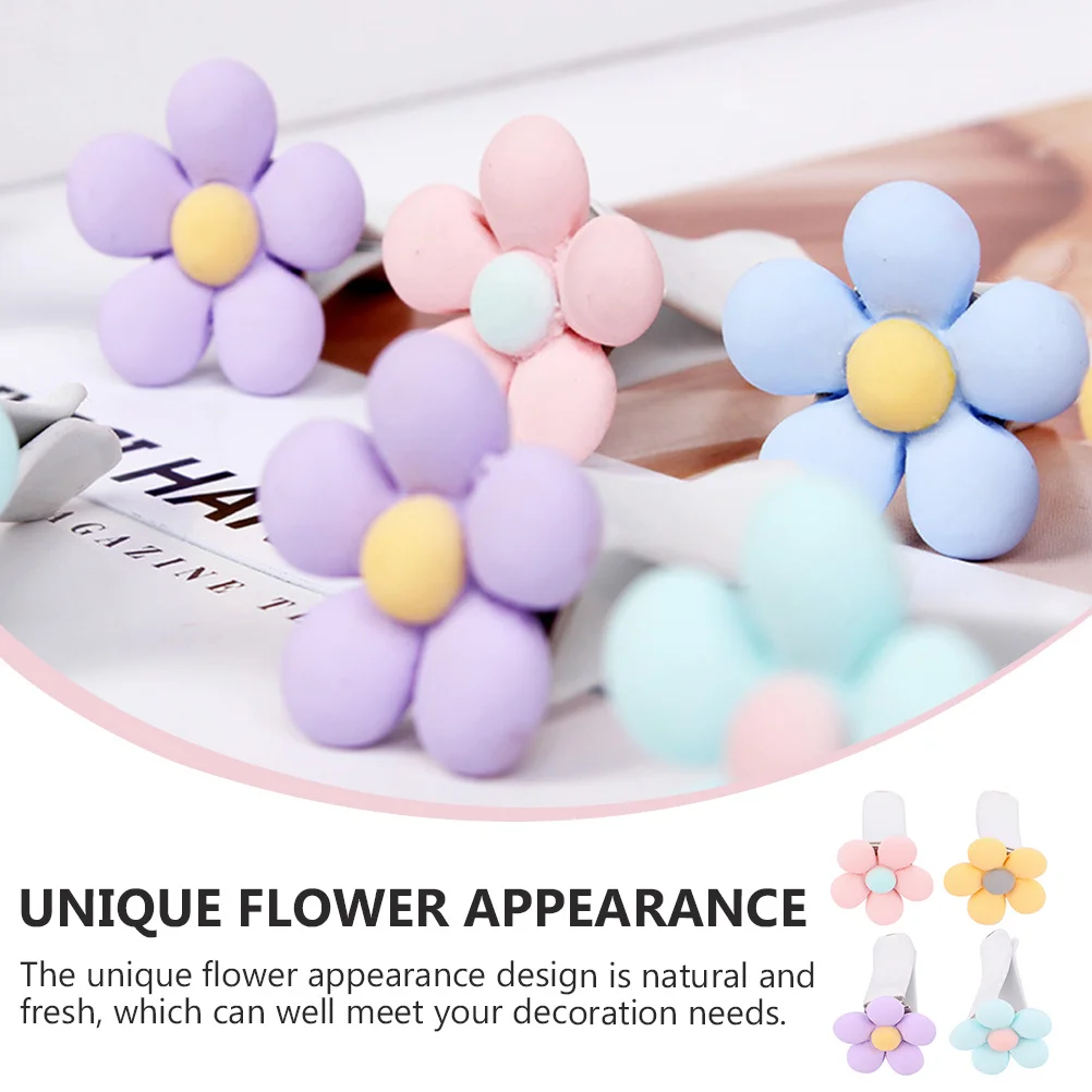 

4Pcs Car Air Vent Clip Flower Design Small ABS Material Air Outlet Clamp Car Interior Decoration Clip Auto Interior Decor