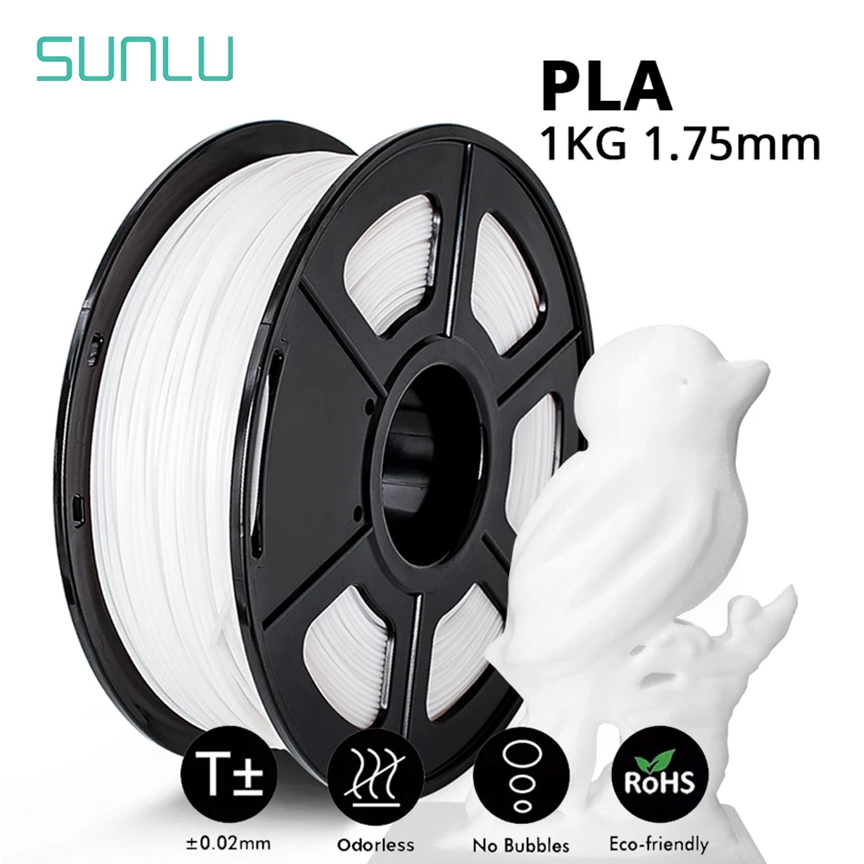 SUNLU PLA 3D Filament 1KG 1.75MM PLAPLUS SILK PETG +/-0.02MM FDM 3D Printer Material Odorle Non-Toxic Eco-Friendly Easy Printing