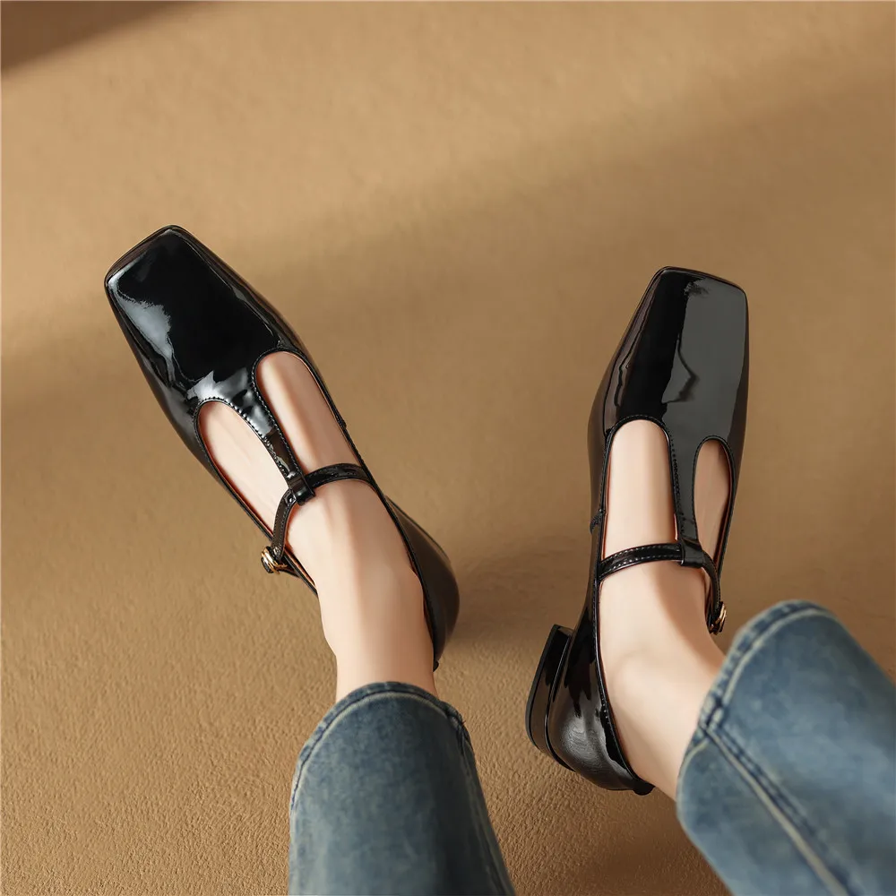 FEDONAS Fashion T-tied Women Pumps Square Toe Genuine Leather Spring Summer Low Heels Office Lady Working Shoes Woman Pumps 2024