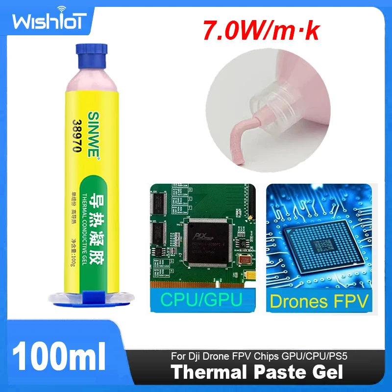 Gel de pasta térmica de alto rendimiento para Dron Dji, Chips FPV, GPU/CPU/PS5/LED/enfriador de PC de escritorio, 30ml, 100ml, 7,0 W/mK