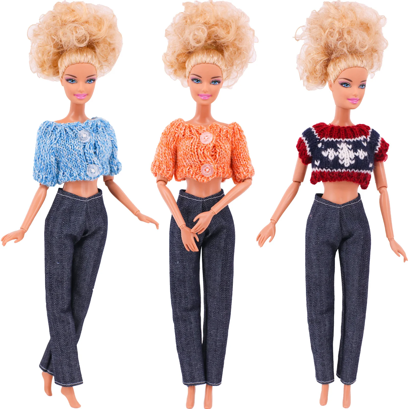 3 Bộ 1/6 BJD Quần Áo Búp Bê Tay Áo Len + Quần Dài Thời Trang Tình Yêu Mẫu Cho 11.8Inch Barbies Búp Bê, blythe Búp Bê Nữ Kid Đồ Chơi