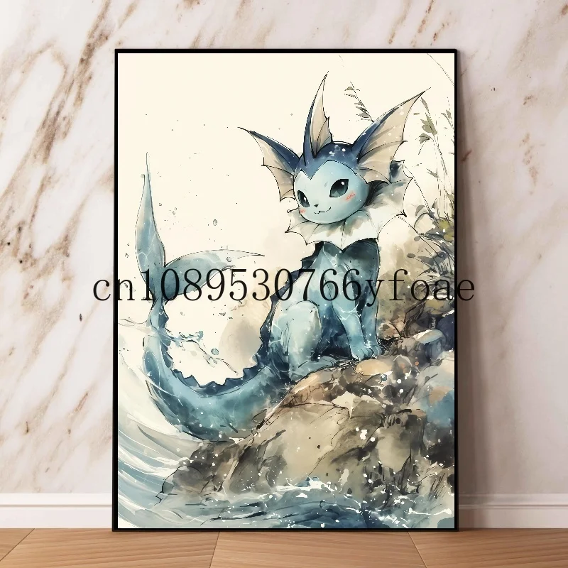 クラシックアニメポケモン水墨画絵画キャンバス絵画ポスターとプリント壁アート画像リビングルーム子供ギフト用