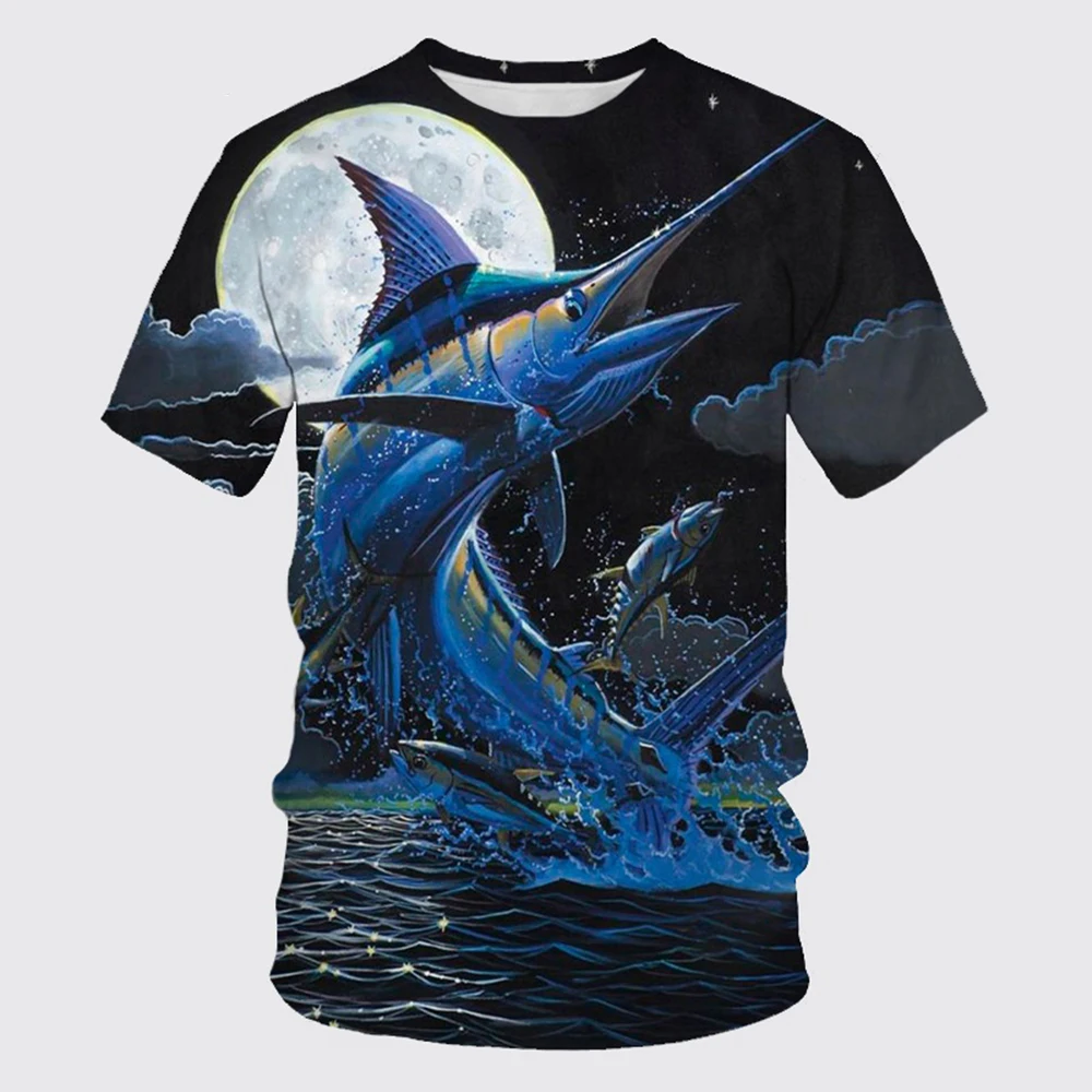 

Summer Fishing Enthusiasts Print Summer Men's O-Neck T-shirt Casual Short Sleeve Oversized Pullover Fashion Trend Men Clothing