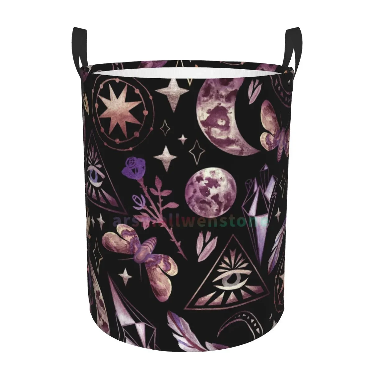 

Tarot Moon Butterfly Magic Goth Round Laundry Hamper Storage Basket Toys Clothes Organizer Bin for Home Bathroom Bedroom Dorm