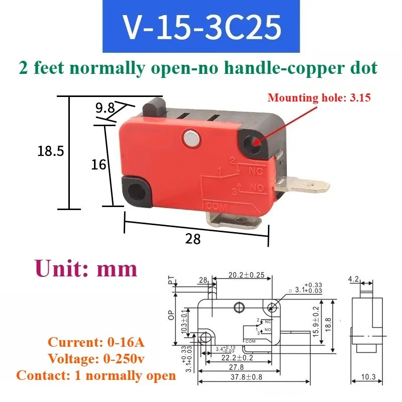 1 piece is suitable for small stroke limit switch, normally open V-15-2C25/normally closed V-15-3C25, switch bracket